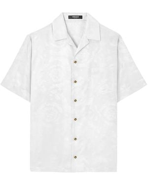 Versace Jacquard Silk-Blend Shirt - White