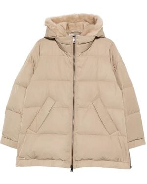 Lou Andrea Hooded Zip-Fastening Coat - Natural