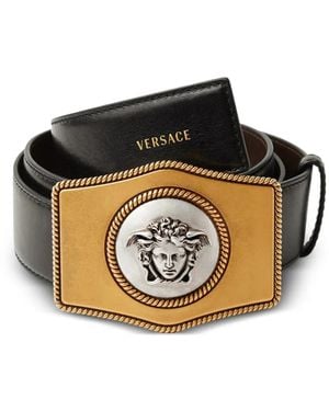 Versace レザーベルト 4Cm - ブラック