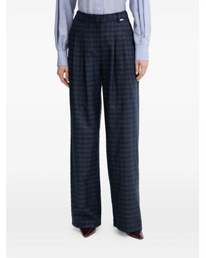 Fracomina Pleated Check Trousers - Blue