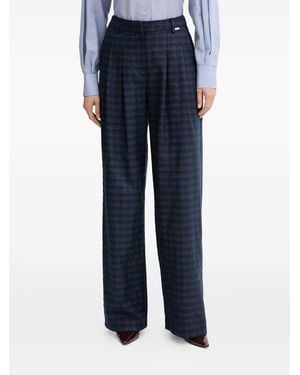 Fracomina Pleated Check Pants - Blue