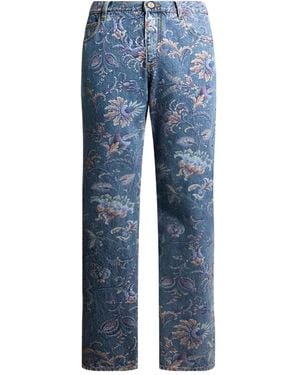 Etro Jeans mit Blumenmotiv - Blau