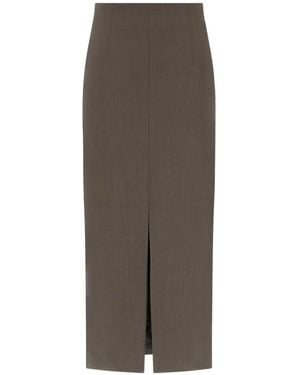 Paul & Shark Front-Slit Pencil Midi Skirt - Brown