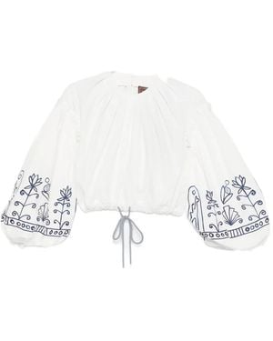 ALÉMAIS Leela Ruffled Floral Top - White