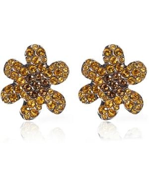 Marni Crystal-Embellished Flower Earrings - Metallic