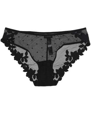La Perla Floral-Appliqué Briefs - Black
