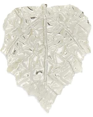 Jil Sander Oversize Leaf-Shaped Polished Brooch - White