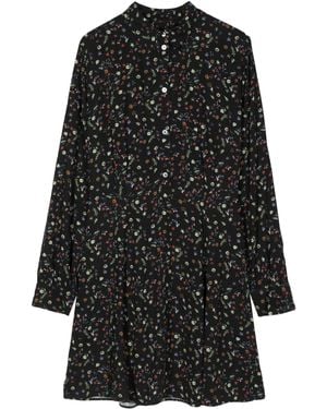 Paul Smith Floral-Print Stripe-Detail Dress - Black