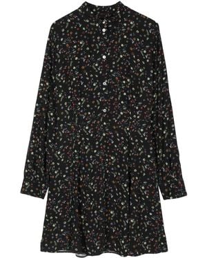 Paul Smith Floral-Print Stripe-Detail Dress - Black