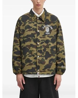 A Bathing Ape Camo-Print Coach Jacket - Green