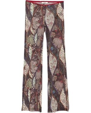 Siedres Floral-Pattern Flared Trousers - Grey