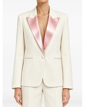 Styland Satin-Lapel Blazer - White