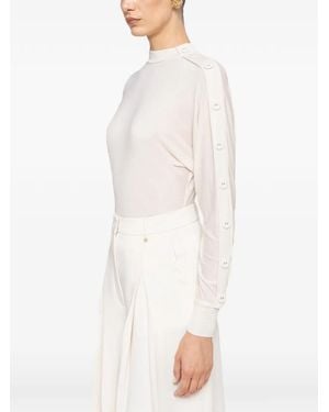 Nissa Tencel And Wool Button-Detail Top - White