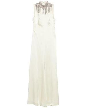 McQueen Vestido Midi Con Apliques - Blanco