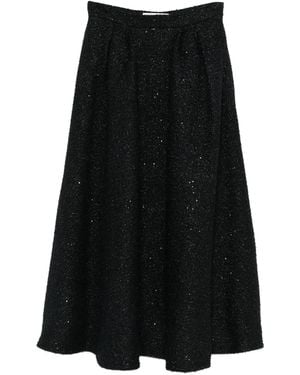 Alessandra Rich Sequin-Embellished Pleated Skirt - Black
