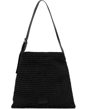 AllSaints Asha Gehaakte Shopper Met Leren Bandje - Zwart