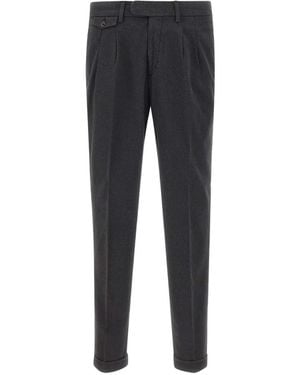 Devore Pleated Cuffed Trousers - Blue
