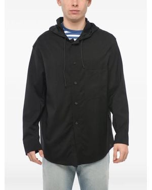 Hevò Hooded Chest-Pocket Lightweight Jacket - Black