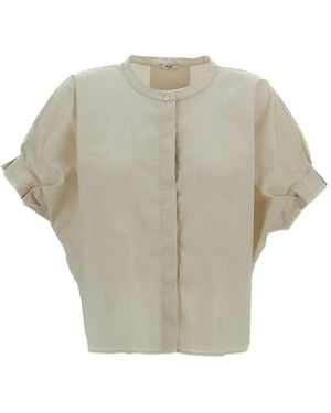 #MSM Kimono-Shoulder Draped Shirt - Natural