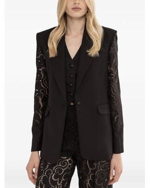 Nissa Embroidered Single-Breasted Blazer - Black