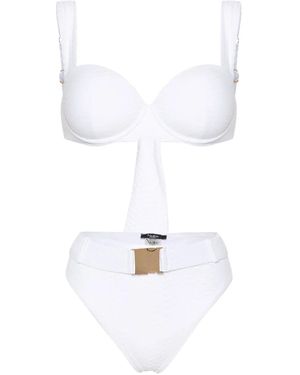 Noire Swimwear Nikki Snakeskin-Effect Bikini Set - White