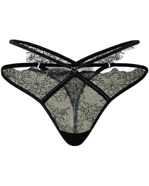 Twinset Lace-Overlay G-String Thongs - Black
