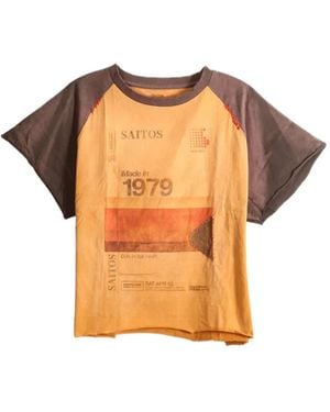 SAITOS Graphic-Print Raglan-Sleeve T-Shirt - Orange