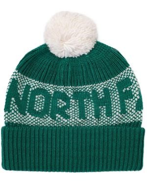 The North Face Retro Cabin Pompom Beanie Hat - Green