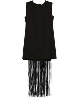 Sportmax ノースリーブ フリンジドレス - ブラック