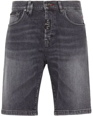 Philipp Plein Formentera Low-Rise Denim Shorts - Grey