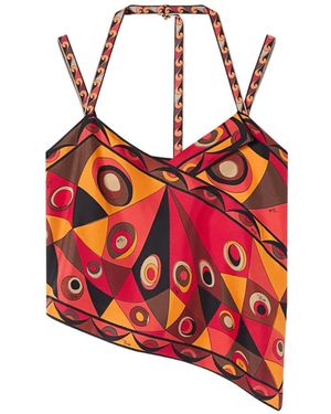 PUCCI Occhi-Print Silk Scarf Top - Red