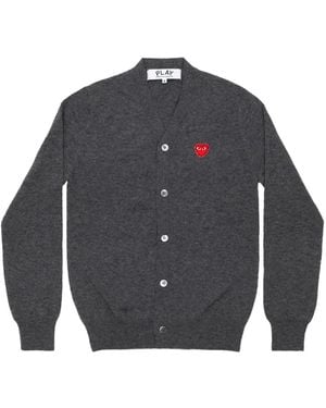 COMME DES GARÇONS PLAY Heart-Appliqué Cardigan - Gray
