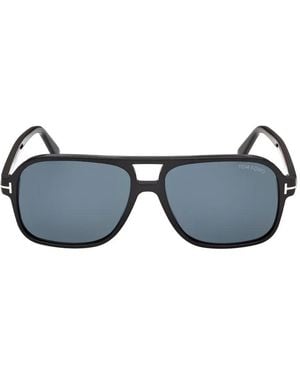 Tom Ford T-Logo Pilot-Frame Sunglasses - Blue