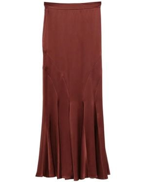 Max Mara Falda Larga A Paneles Con Acabado Satinado - Rojo