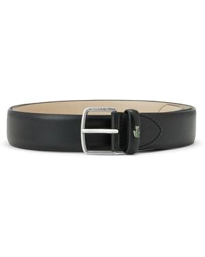 Lacoste Logo-Engraved Leather Belt - Black