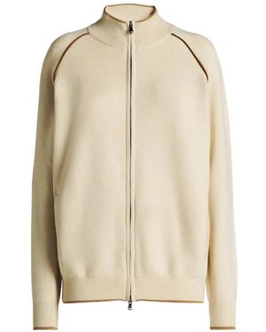 Kiton Pullover Mit Raglanärmeln Und Lederbesatz - Natur