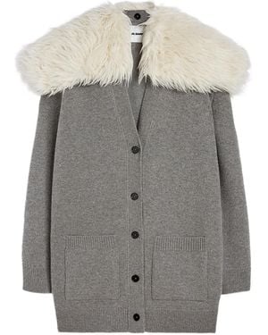 Jil Sander Vネック ロングカーディガン - グレー