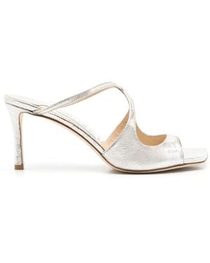 Jimmy Choo Anise 75Mm Metallic Leather Mules - White