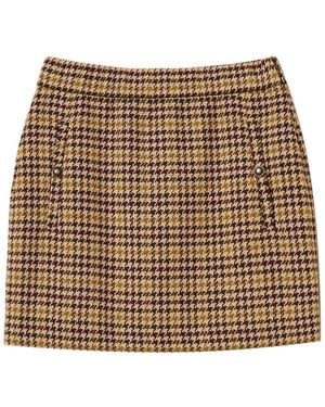 Twinset Jupe Courte En Jacquard À Motif Pied-De-Poule - Brown