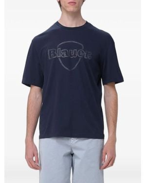Blauer Logo-Print Cotton T-Shirt - Blue