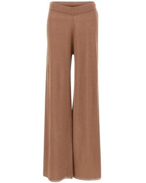 Kangra Linen-Knit Palazzo Pants - Brown