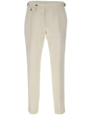 Barba Napoli Parma Pleated Linen Trousers - Natural