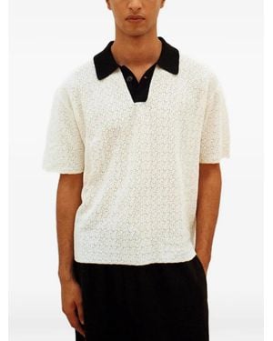 Commas Geperforeerd T-Shirt Met Contrasterende Kraag - Wit