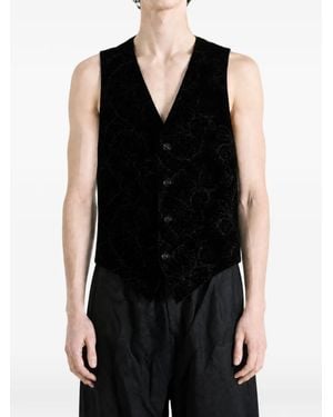 Ann Demeulemeester Floral-Jacquard Waistcoat - Black