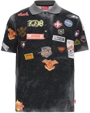 DIESEL Patch-Detail Polo Shirt - Black