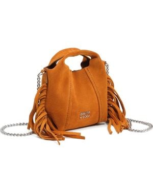 Bimba Y Lola Amber Fringed Suede Micro Paper Bag - Brown