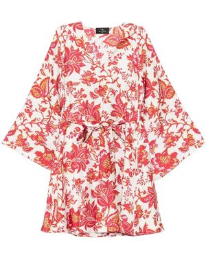Etro Mini Blouson Dress With Belt - Red