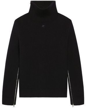 Courreges Rollkragenpullover Mit Reißverschluss - Schwarz