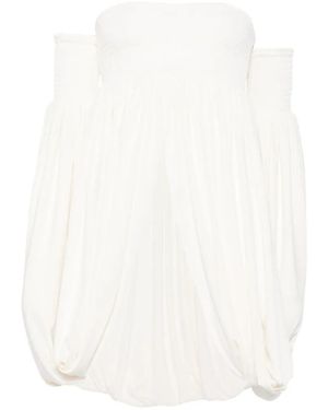 Coperni Top Fruncido Con Hombros Descubiertos - Blanco