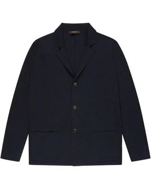 Zanone Cotton Crepe Blazer - Blue